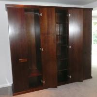 WALNUT WARDROBE AND CHEST OF DRAWERS